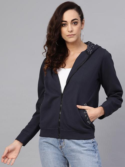 hooded neck solid jacket - 16713962 - Standard Image - 1