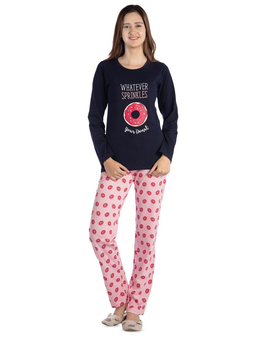 round neck quirky nightwear set - 16713968 - Zoom Image - 1