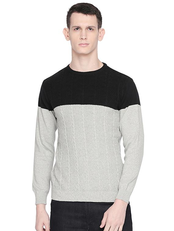 grey color block pullover - 16713990 - Zoom Image - 1
