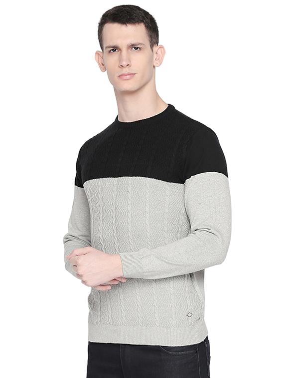 grey color block pullover - 16713990 - Zoom Image - 2