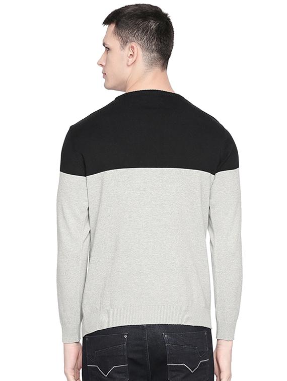 grey color block pullover - 16713990 - Zoom Image - 3
