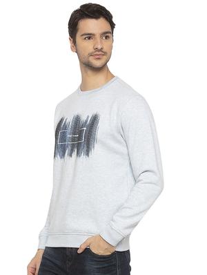 light blue chest print sweatshirt - 16714017 - Standard Image - 2