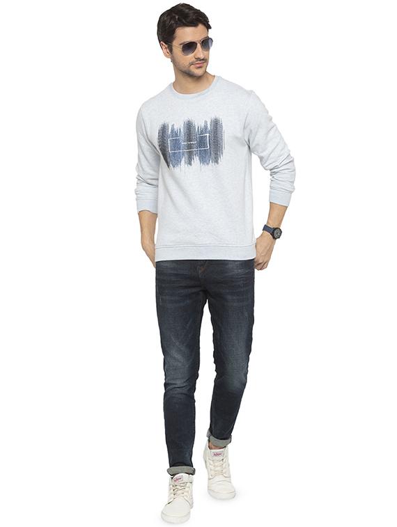 light blue chest print sweatshirt - 16714017 - Zoom Image - 4