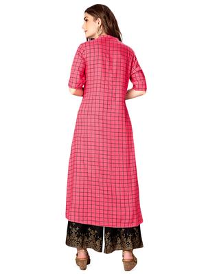checkered a-line kurta - 16714065 - Standard Image - 3
