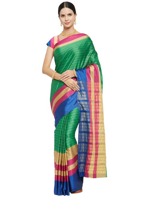striped bordered saree with blouse - 16714137 - Standard Image - 1