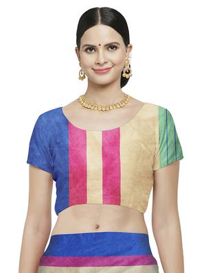 striped bordered saree with blouse - 16714137 - Standard Image - 3