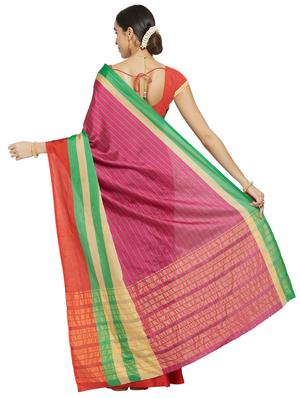 striped bordered saree with blouse - 16714138 - Standard Image - 2