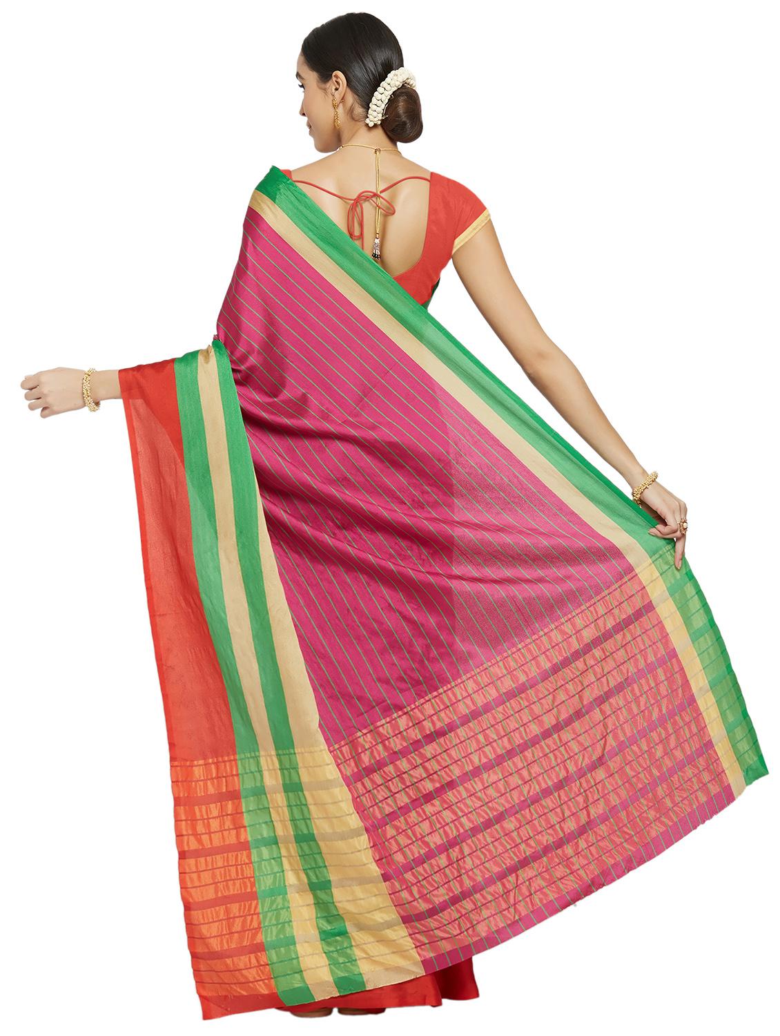 striped bordered saree with blouse - 16714138 - Zoom Image - 2