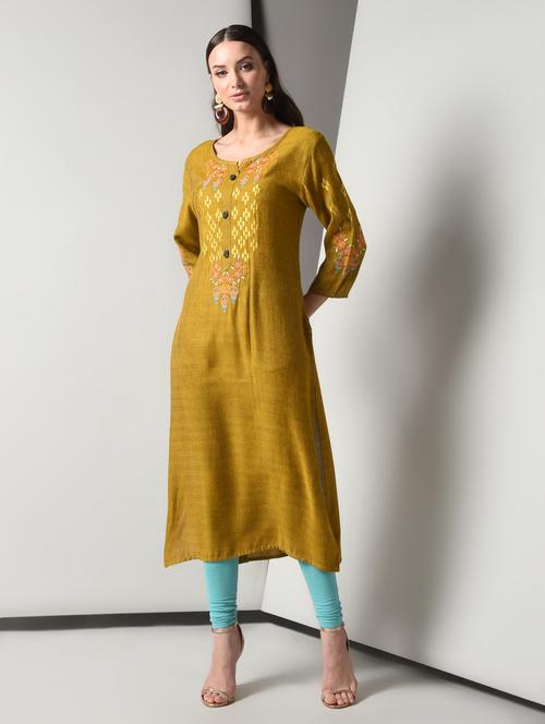 embroidered straight kurta - 16714168 - Standard Image - 1