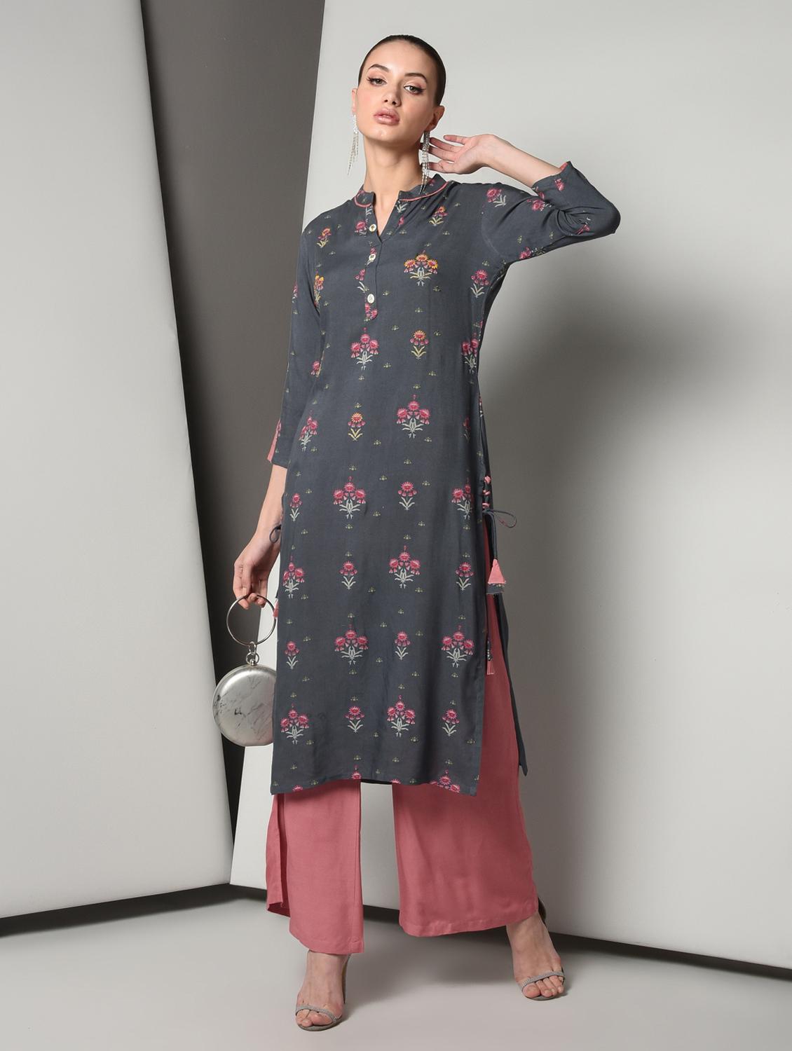 floral kurta palazzo set - 16714194 - Zoom Image - 1