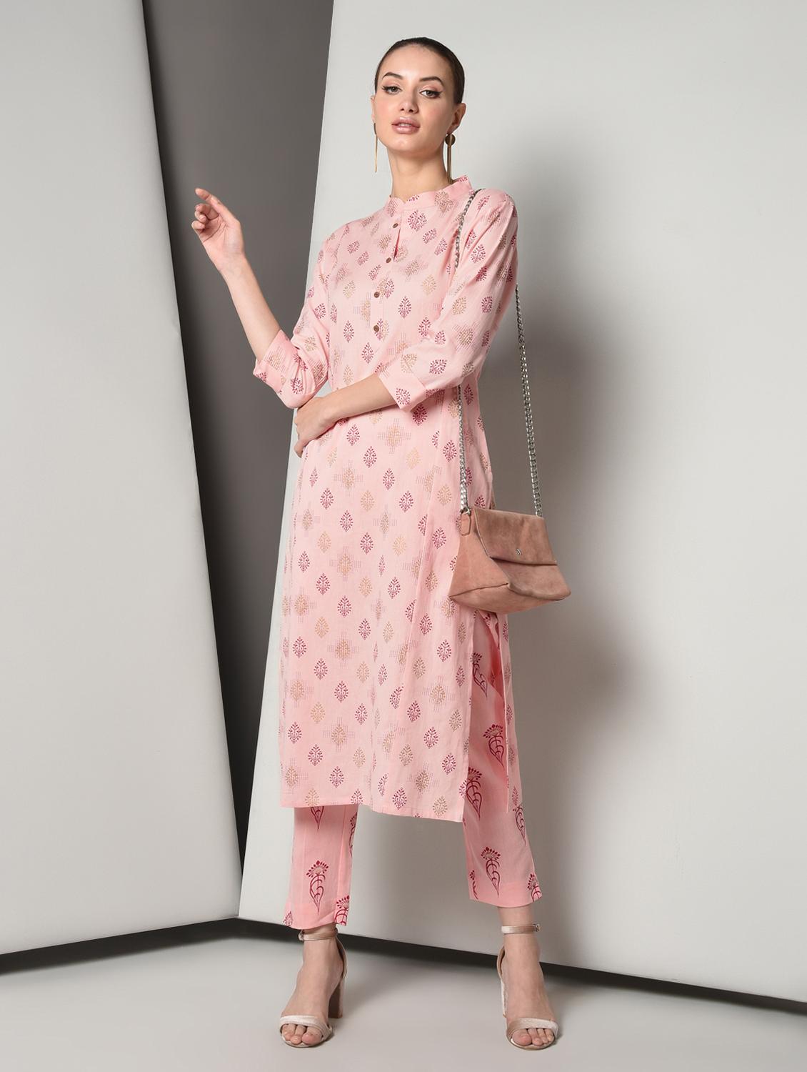 block print kurta pant set - 16714197 - Zoom Image - 1