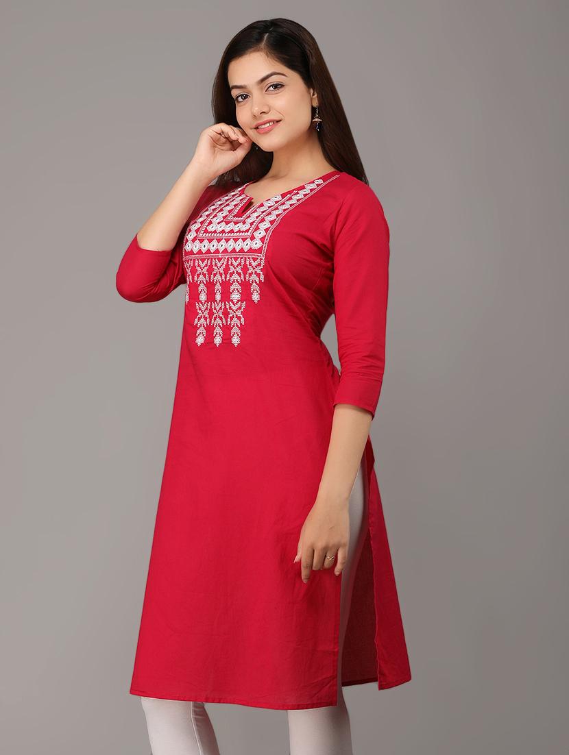 yoke embroidered straight kurta - 16714331 - Zoom Image - 2