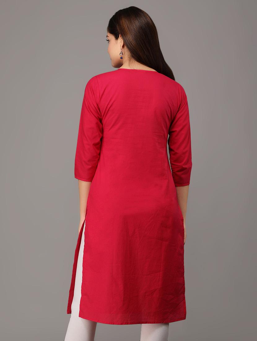 yoke embroidered straight kurta - 16714331 - Zoom Image - 3