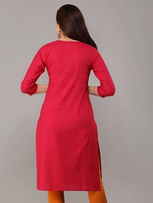 yoke embroidered straight kurta - 16714332 - Standard Image - 3
