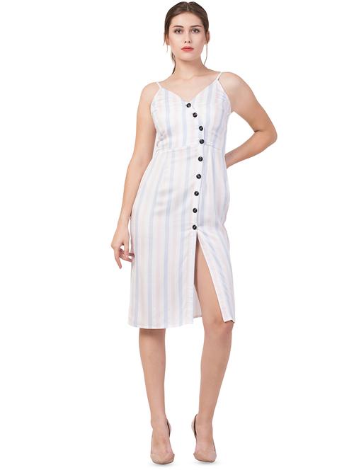 cami neck striped a-line dress - 16714335 - Standard Image - 1