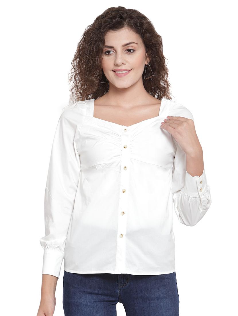 sweetheart neck solid shirt - 16714373 - Zoom Image - 1