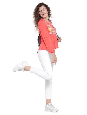 boat neck embroidered top - 16714374 - Standard Image - 4