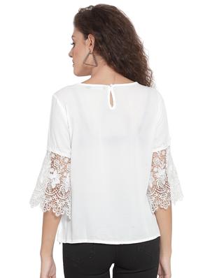 mesh paneled round neck top - 16714386 - Standard Image - 3