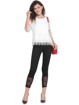 mesh paneled round neck top - 16714386 - Standard Image - 4