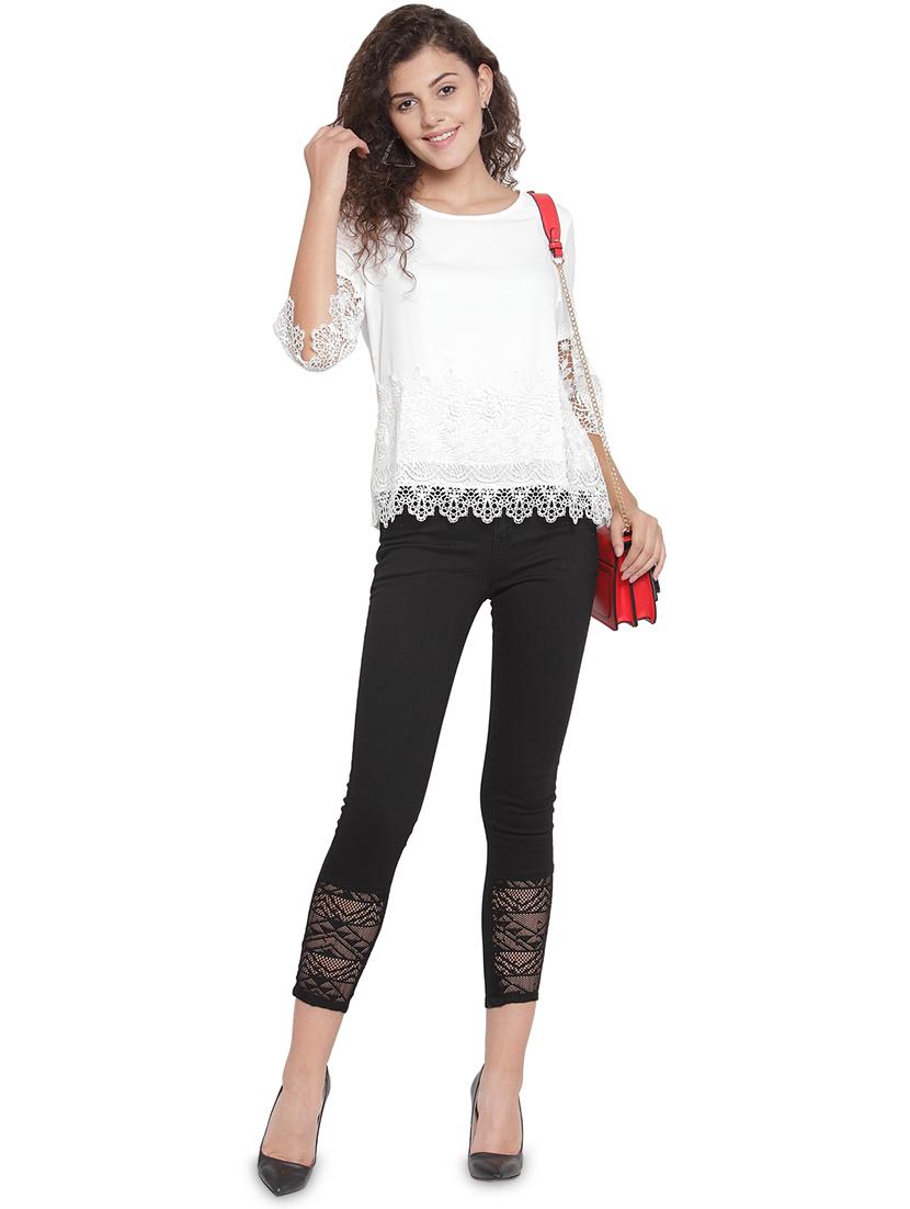 mesh paneled round neck top - 16714386 - Zoom Image - 4