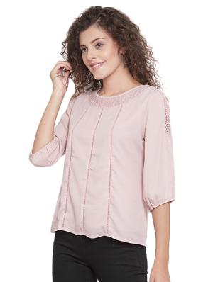 lace detail round neck top - 16714388 - Standard Image - 2