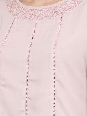 lace detail round neck top - 16714388 - Standard Image - 5