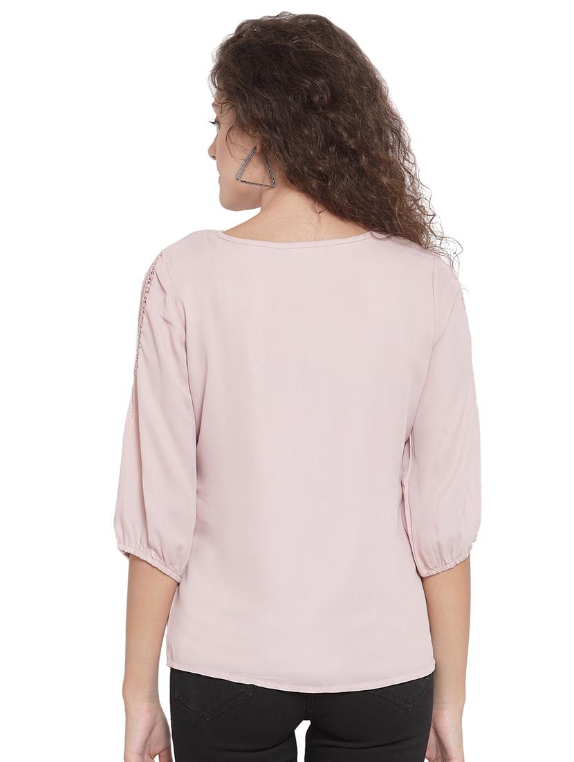 lace detail round neck top - 16714388 - Zoom Image - 3