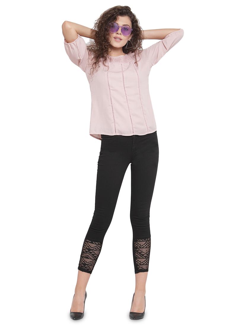 lace detail round neck top - 16714388 - Zoom Image - 4
