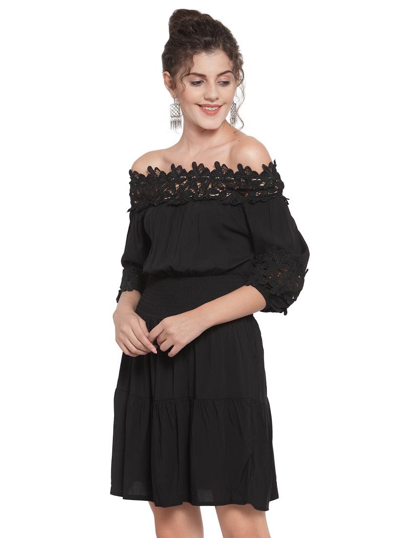 off shoulder lace detail a-line dress - 16714402 - Zoom Image - 2