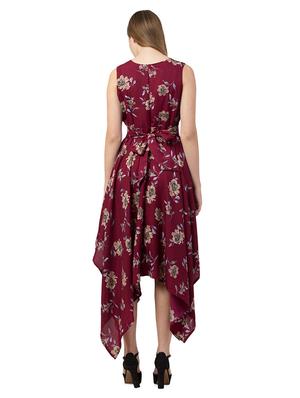 tie back floral asymmetric dress - 16714565 - Standard Image - 4