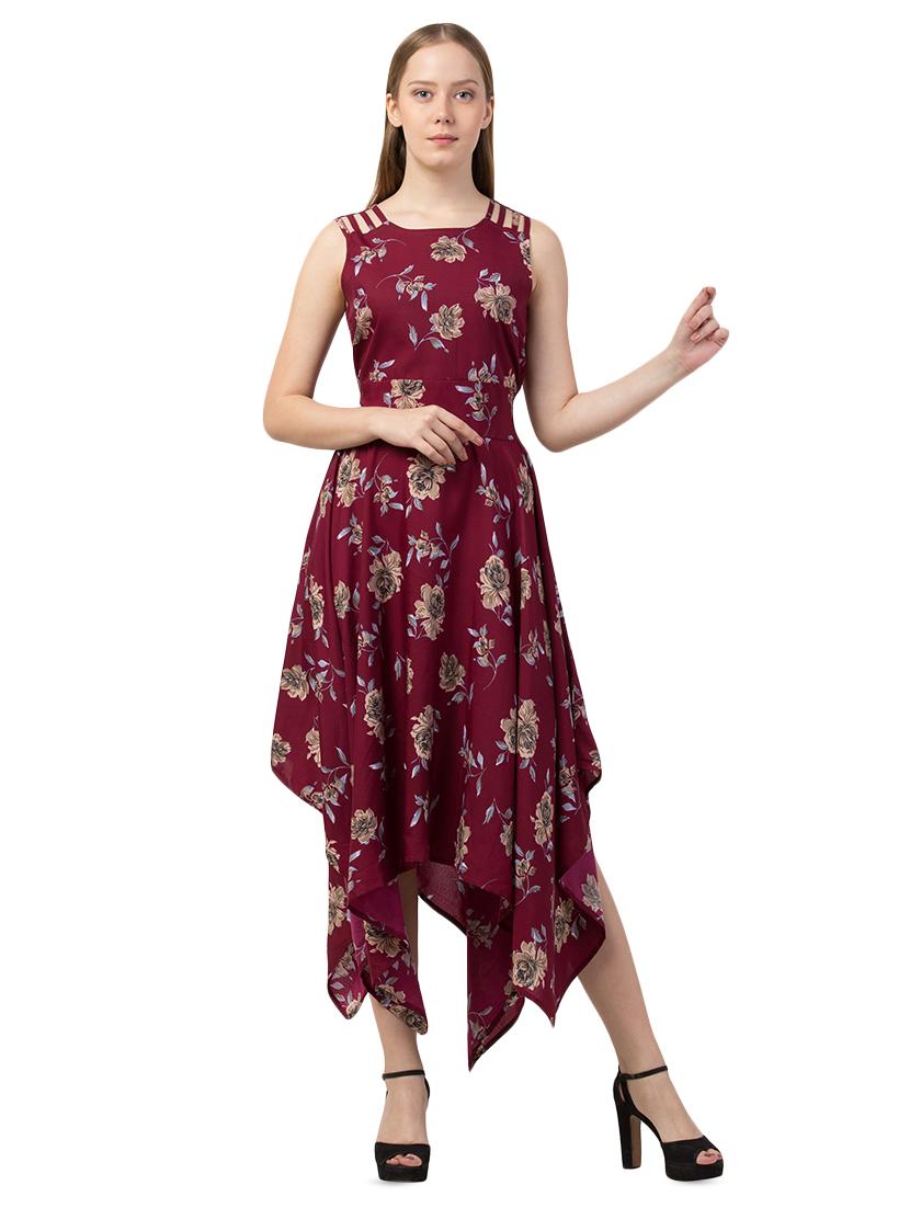 tie back floral asymmetric dress - 16714565 - Zoom Image - 2