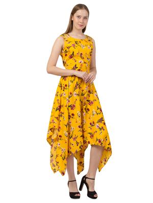 tie back floral asymmetric dress - 16714566 - Standard Image - 3