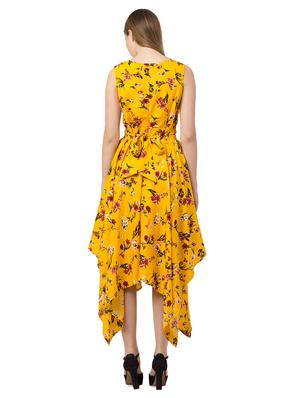 tie back floral asymmetric dress - 16714566 - Standard Image - 4