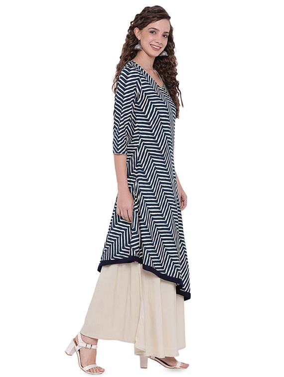 printed asymmetric kurta - 16715165 - Zoom Image - 2