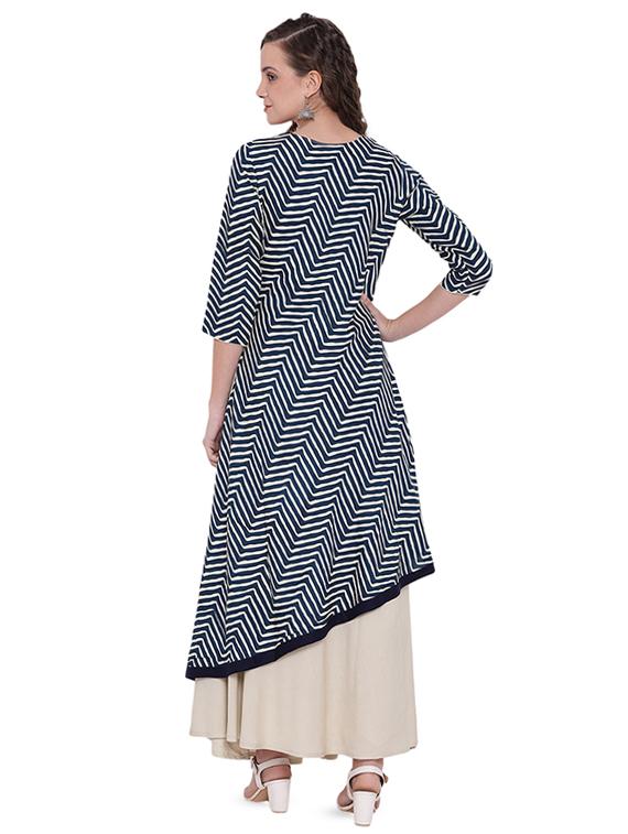 printed asymmetric kurta - 16715165 - Zoom Image - 3