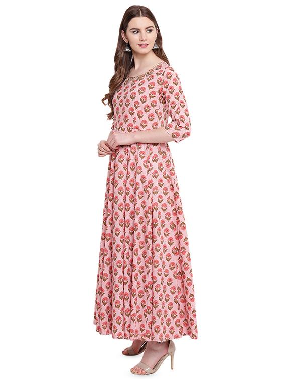 floral flared kurta - 16715185 - Zoom Image - 2