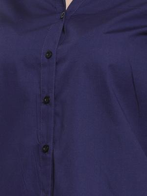 mandarin neck solid shirt - 16715190 - Standard Image - 4