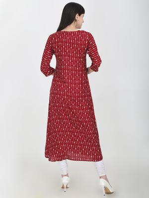 printed a-line kurta - 16715306 - Standard Image - 3