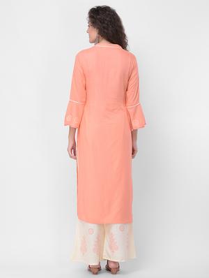 solid pastel kurta palazzo set - 16715336 - Standard Image - 3
