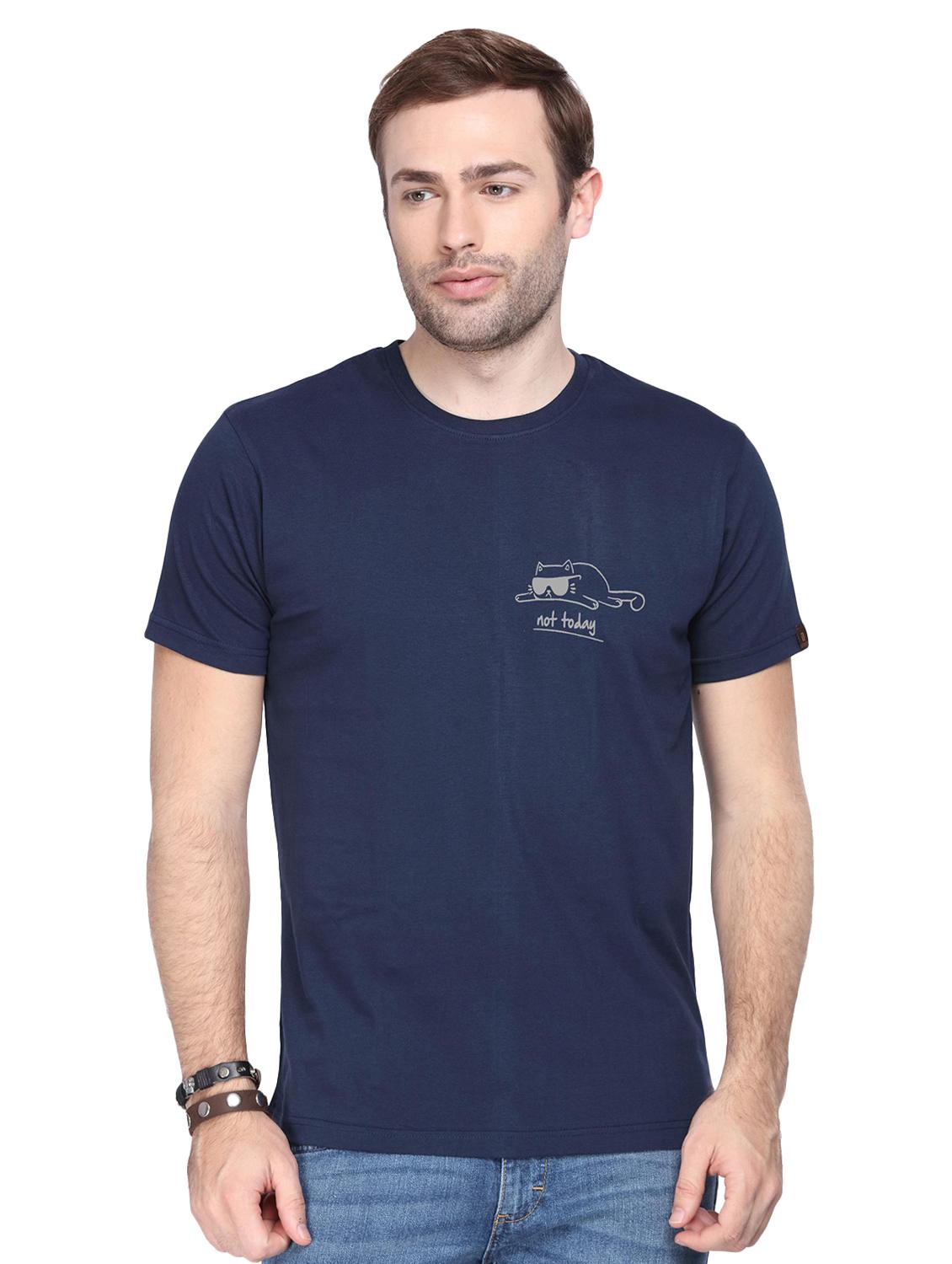 navy blue chest printed t-shirt - 16716260 - Zoom Image - 1