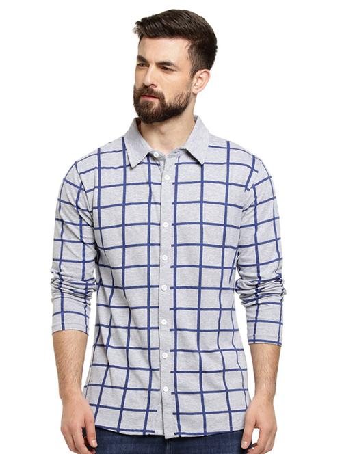 grey checkered casual shirt - 16716861 - Standard Image - 1