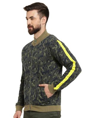green camouflage print taped casual jacket - 16716872 - Standard Image - 2