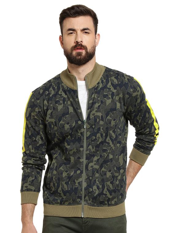 green camouflage print taped casual jacket - 16716872 - Zoom Image - 1