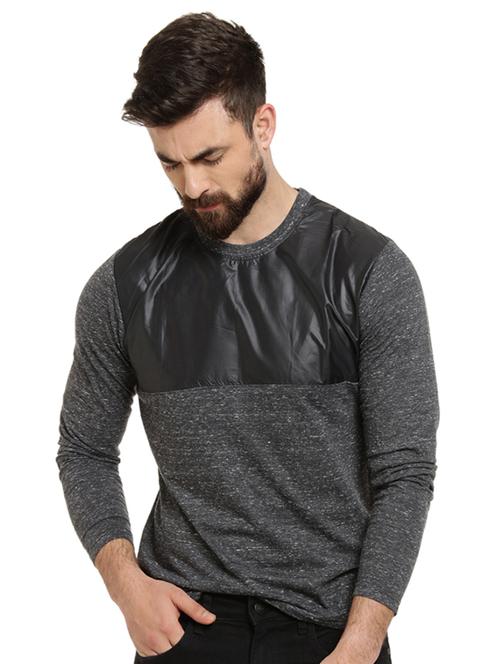 grey color block t-shirt - 16716898 - Standard Image - 1