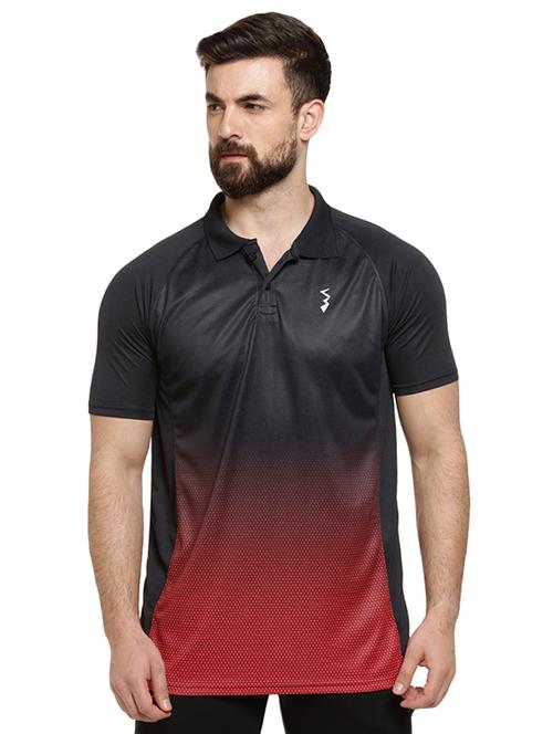 black printed polo t-shirt - 16716906 - Standard Image - 1