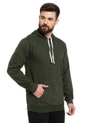 olive green solid hooded sweatshirt - 16716911 - Standard Image - 2