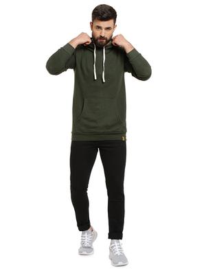 olive green solid hooded sweatshirt - 16716911 - Standard Image - 4
