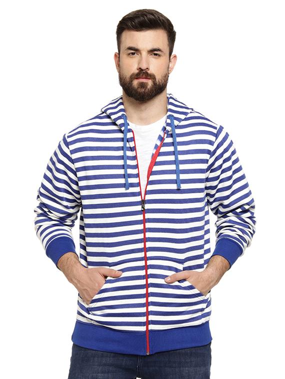 blue striped hooded sweatshirt - 16716917 - Zoom Image - 1