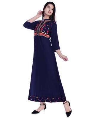 embroidered a-line kurta - 16717046 - Standard Image - 2