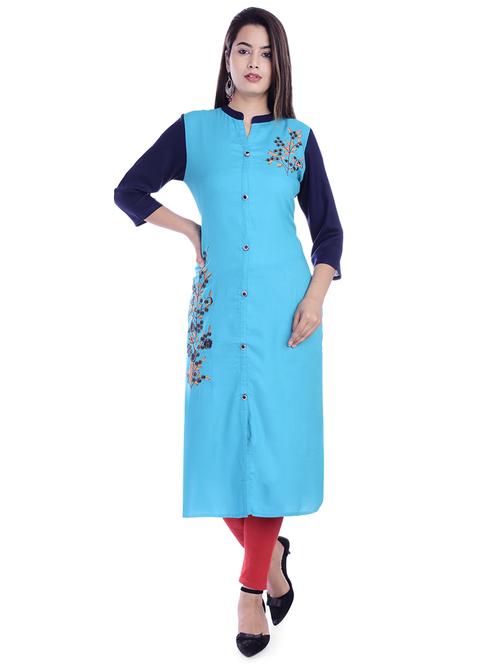 embroidered straight kurta - 16717049 - Standard Image - 1